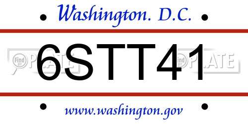 6STT41 District Of Columbia License Plate