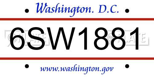 6SW1881 District Of Columbia License Plate