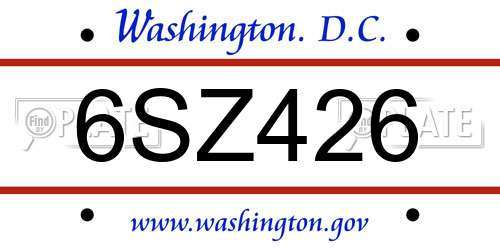 6SZ426 District Of Columbia License Plate