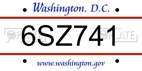 6SZ741 District Of Columbia License Plate