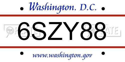 6SZY88 District Of Columbia License Plate