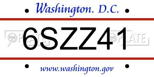 6SZZ41 District Of Columbia License Plate