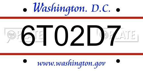 6T02D7 District Of Columbia License Plate