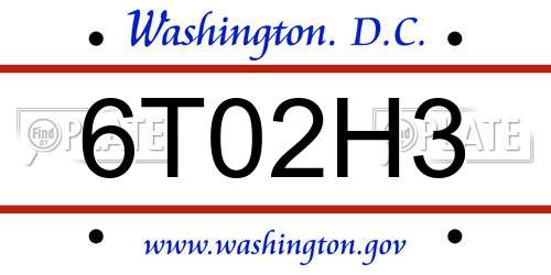 6T02H3 District Of Columbia License Plate