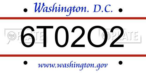 6T02O2 District Of Columbia License Plate