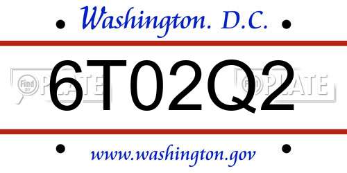 6T02Q2 District Of Columbia License Plate