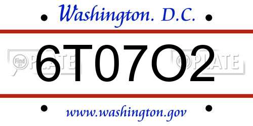 6T07O2 District Of Columbia License Plate
