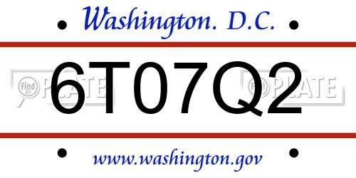 6T07Q2 District Of Columbia License Plate