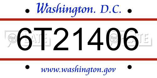 6T21406 District Of Columbia License Plate
