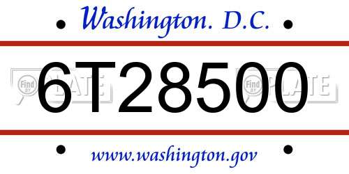 6T28500 District Of Columbia License Plate