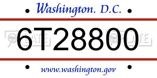 6T28800 District Of Columbia License Plate