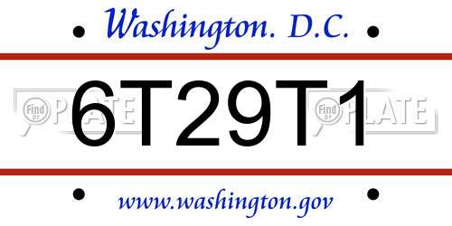 6T29T1 District Of Columbia License Plate