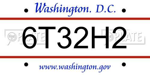 6T32H2 District Of Columbia License Plate