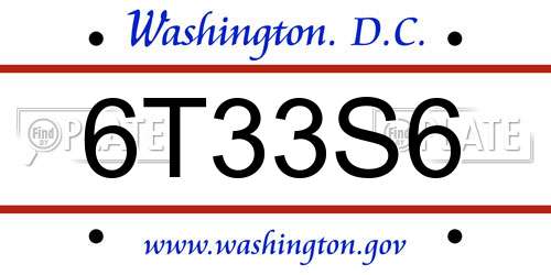 6T33S6 District Of Columbia License Plate