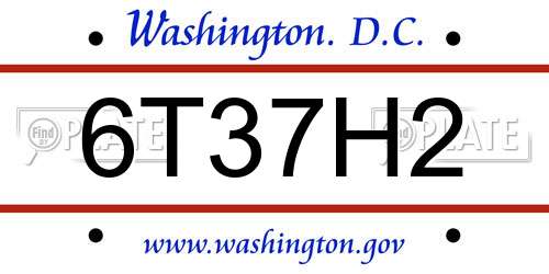 6T37H2 District Of Columbia License Plate