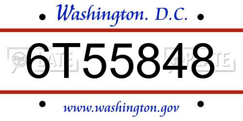 6T55848 District Of Columbia License Plate