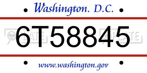 6T58845 District Of Columbia License Plate