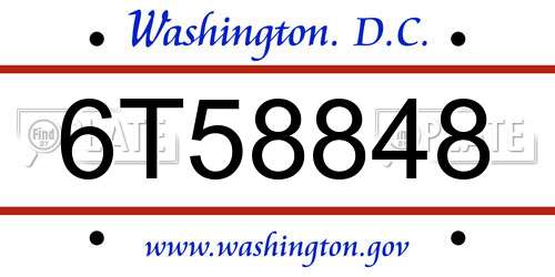 6T58848 District Of Columbia License Plate