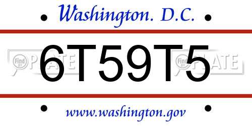 6T59T5 District Of Columbia License Plate