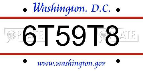 6T59T8 District Of Columbia License Plate