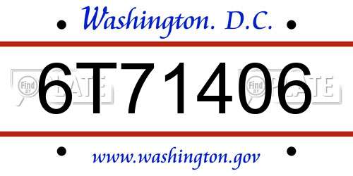 6T71406 District Of Columbia License Plate