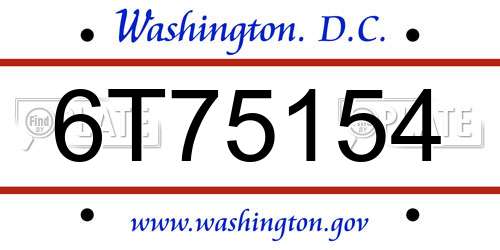 6T75154 District Of Columbia License Plate
