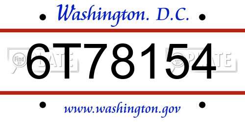 6T78154 District Of Columbia License Plate