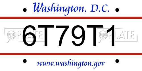 6T79T1 District Of Columbia License Plate