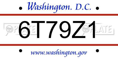 6T79Z1 District Of Columbia License Plate