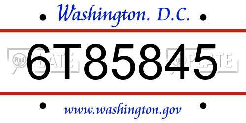 6T85845 District Of Columbia License Plate