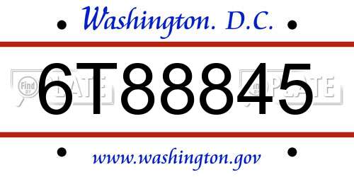 6T88845 District Of Columbia License Plate