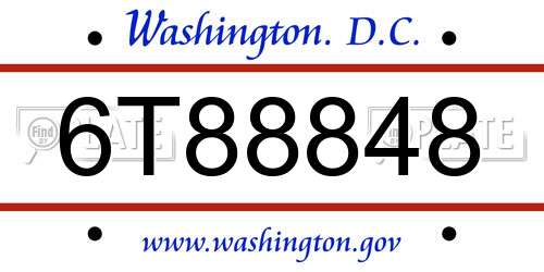 6T88848 District Of Columbia License Plate