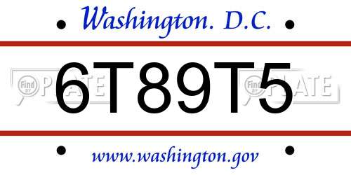 6T89T5 District Of Columbia License Plate