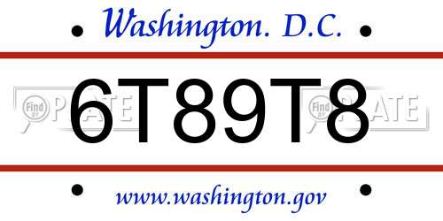 6T89T8 District Of Columbia License Plate