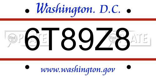 6T89Z8 District Of Columbia License Plate