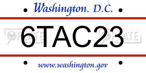 6TAC23 District Of Columbia License Plate