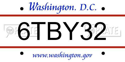 6TBY32 District Of Columbia License Plate