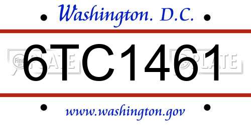 6TC1461 District Of Columbia License Plate