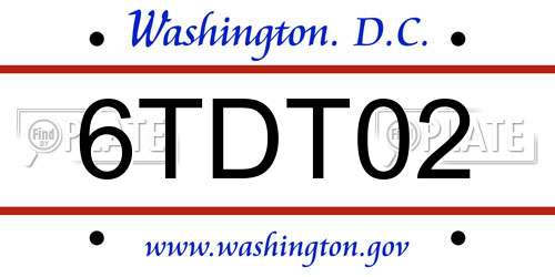 6TDT02 District Of Columbia License Plate