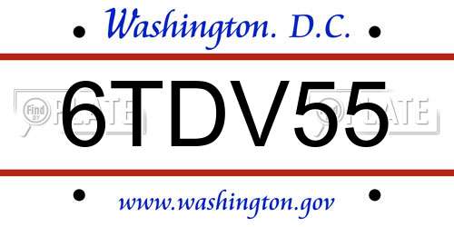6TDV55 District Of Columbia License Plate