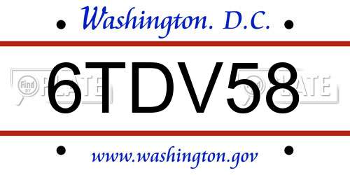 6TDV58 District Of Columbia License Plate