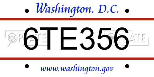 6TE356 District Of Columbia License Plate