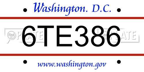 6TE386 District Of Columbia License Plate