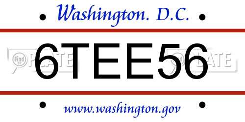 6TEE56 District Of Columbia License Plate