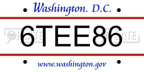 6TEE86 District Of Columbia License Plate