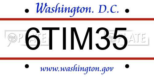6TIM35 District Of Columbia License Plate