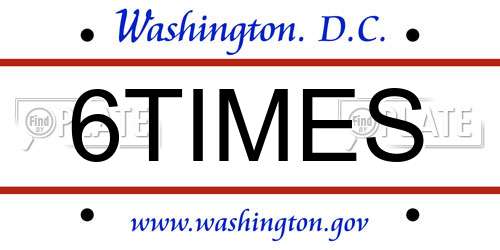 6TIMES District Of Columbia License Plate