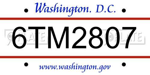 6TM2807 District Of Columbia License Plate