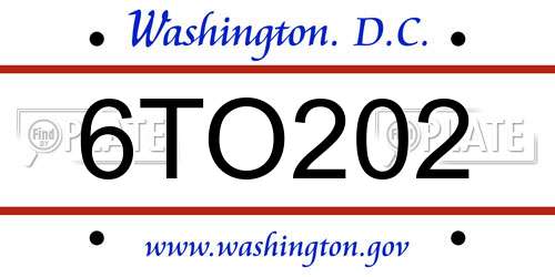 6TO202 District Of Columbia License Plate