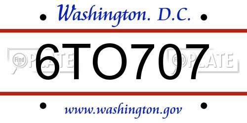6TO707 District Of Columbia License Plate